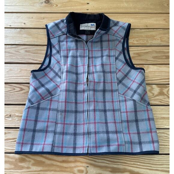 Vintage Stormy Kromer Women’s Plaid Vest Size XL Blue Zip Front Wool - Picture 1 of 8